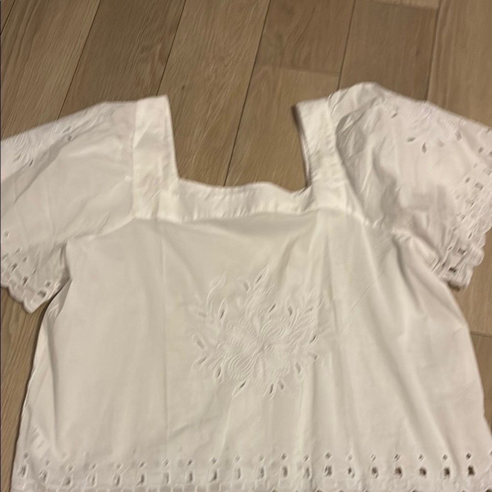 White Embroidered Women's Top